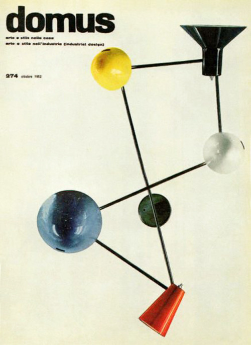 Gino Sarfatti, lamp &ldquo;191&rdquo; on the cover of Domus, 1951. Made by Arteluce 1951