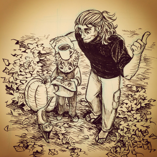 inktober little pumpkin artist story, part 2 ;padvice from the kind neighbor, (day 5)..from the shy 