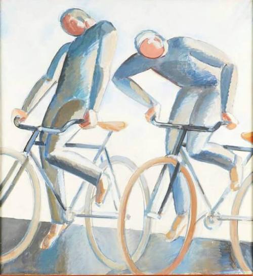 Cyclists   -   Olle Nyman, 1975Swedish, 1909 - 1999  oil on board, 114 x 125 cm