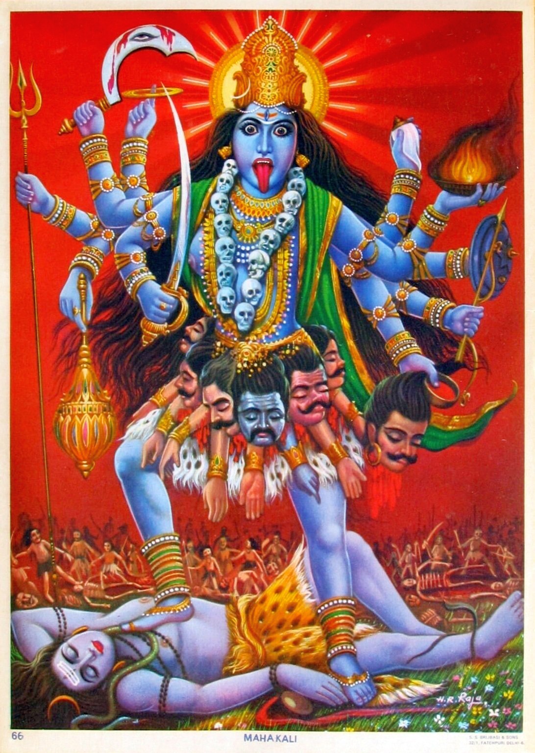 Hindu Cosmos - Mahakali The Great Ten-Armed Kali stride Shiva on...