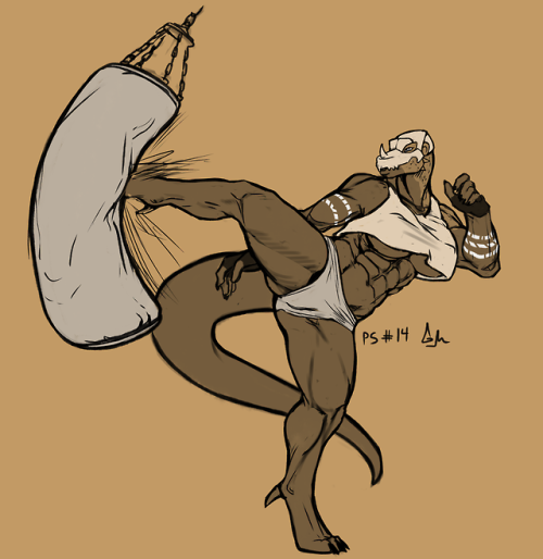 mainlinemojo-nsfw:   Patron Sketch #14 for  Beyxer Kenzie, destroying a sandbag with a high kick.                      