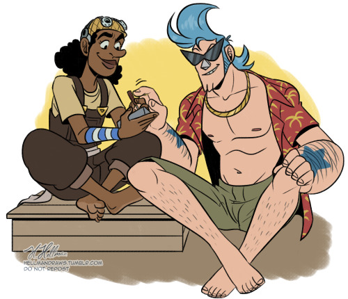 Usopp and Franky hanging out for @hunk-muffin! Listen, I am here for Weird Inventor Boy and his frie