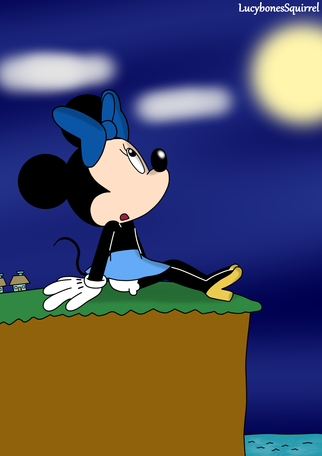 Lucybonessquirrel Giantess Minnie Sitting On The Edge Of A Cliff