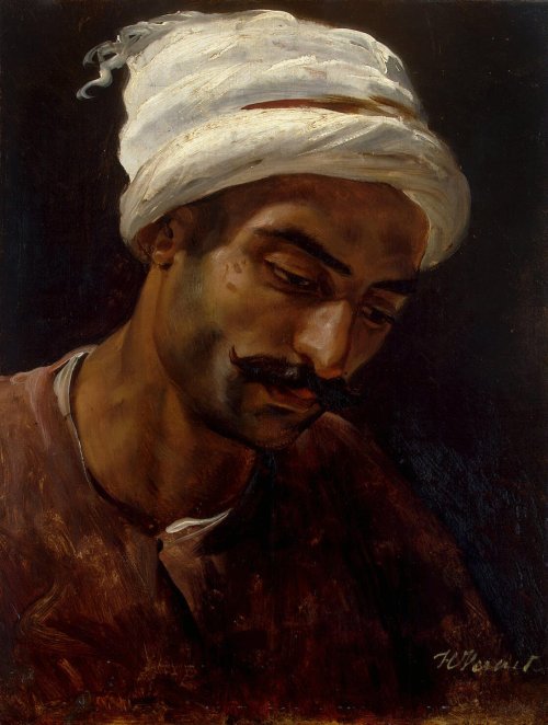 somanyhumanbeings:Horace Vernet, Head of an Arab (1819)