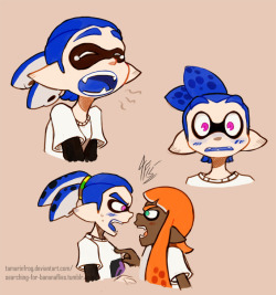 searching-for-bananaflies:  I just had to do bunch of doodles emphasizing my new found fact that inkling’s mouth is the same color as their ink. Which, I suppose includes their “blood” (if they even have that). But then again, they explode in enemy’s