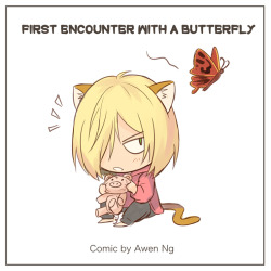 awen-ng: Tried another one, where yurio cat saw a butterfly. :DFrom the same AU as this post previously 