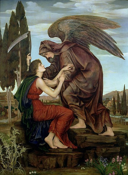 An artistic depiction of the angel of death. Painted in 1881 by Evelyn De Morgan.Azrael (Biblical He