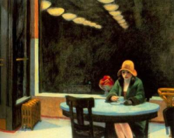 girlfromenglishclass:@filmnoirsbian - Hauntings // photograph - Ilenia Tesoro // Mitski - Nobody // Automat - Edward Hopper // Sylvia Plath