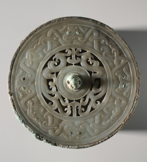 Mirror with Jade Disk Inset, late Warring States (475-221 BC) to early Western Han (206 BC-9 AD), Cl