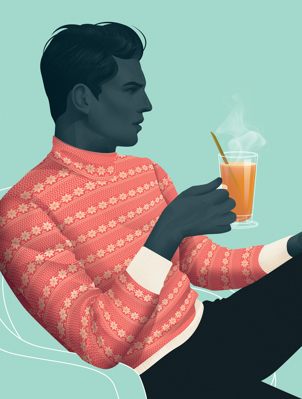 Cocktails for Cold Nights // Mr Hyde - ShortList  Partnership illustration for Mr