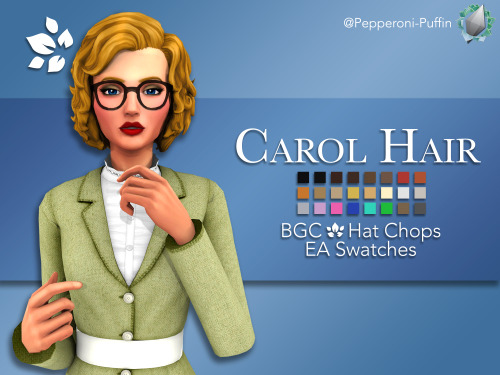 pepperoni-puffin: Carol Hair A cute curly bob for your cute sims! Base game compatible Hat compatibl