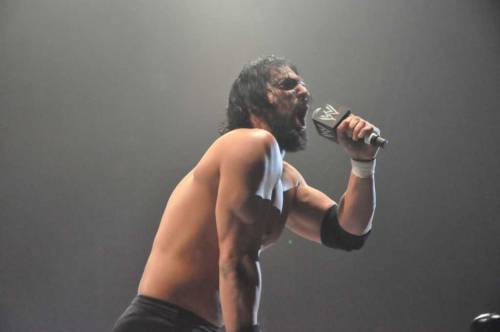 rwfan11:  Damien Sandow …. “You guys think I have a big mouth, huh? …well watch what I do with this microphone!” ….Whoa, pal…at least take the WWE block off it first! LMAO! :-) 