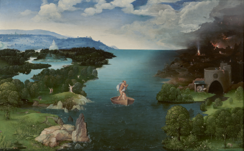 Joachim Patinir [Flemish. c. 1480 - 5 - 1524]Landscape with Charon Crossing the Styx. c. 1515 - 1524