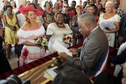 fu501:  ROSEMONDE &amp; MYRIAM FIRST SAME-SEX MARRIAGE IN THE FRENCH CARIBBEAN in the small town of Le Carbet in MARTINIQUE 