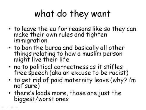 tom-fletchers-booty:  likesboyswholikeboys:  forgiveninasong:  landofstories:  natasha-roman0ff:  So a couple of you may have seen some people talking about UKIP on Tumblr. I made a small Powerpoint to educate you. Enjoy! :3  some more things if people