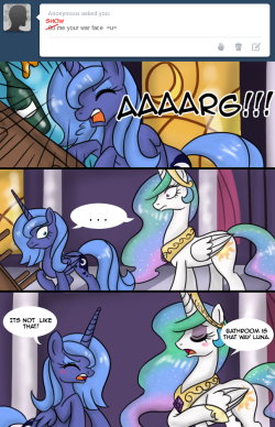 askyoungsterluna:  Ask Youngster Luna #6 &ldquo;Does our war face really look like we are about to…?&rdquo; ~Luna  X3 *gigglesnrk*