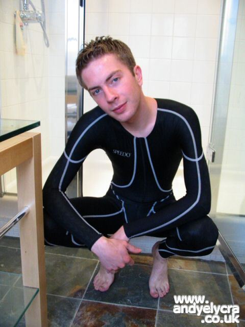 andyelycra:  Andy’s caption: “This is the ultimate fullbody swim suit - super-tight, looks gorgeous on, and for all I know it makes you swim faster, but that who cares?! All I know is - it looks great in the shower … do you agree?”