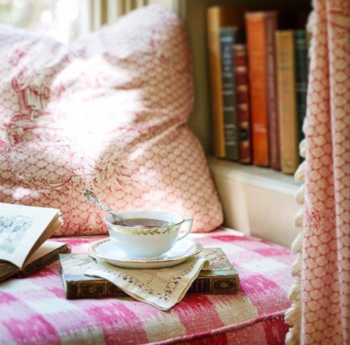 liquid-book-of-days:Just what one needs on a winter day: a cozy sunny spot, a cup of tea, and a good