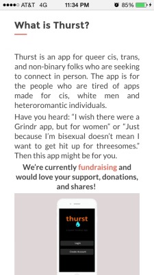 trebled-negrita-princess:  negovanman:  Support gender inclusive tinder   https://fundly.com/thurst-a-queer-hookup-app  They’re like ไ thousand  away from goal  I need this app NOW