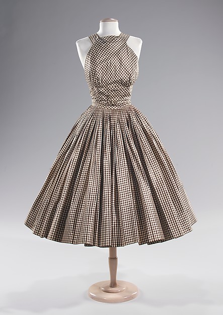 ephemeral-elegance:Gingham Silk Cocktail Dress, ca. 1955Norman Norellvia The Met