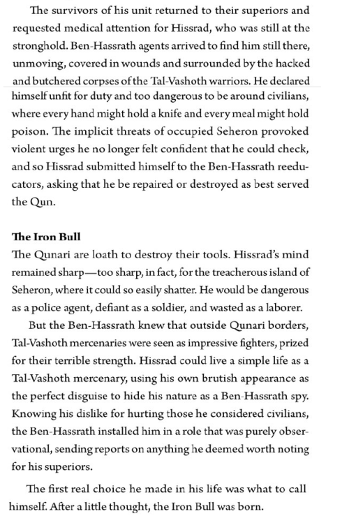 suddenly-qunari:The Iron Bull’s backstory is both hilarious, and tragic as hell. (From the World of 