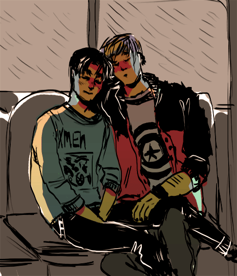 jensuisdraws: im just a in love with the “falling asleep on each other while on train/bus/what