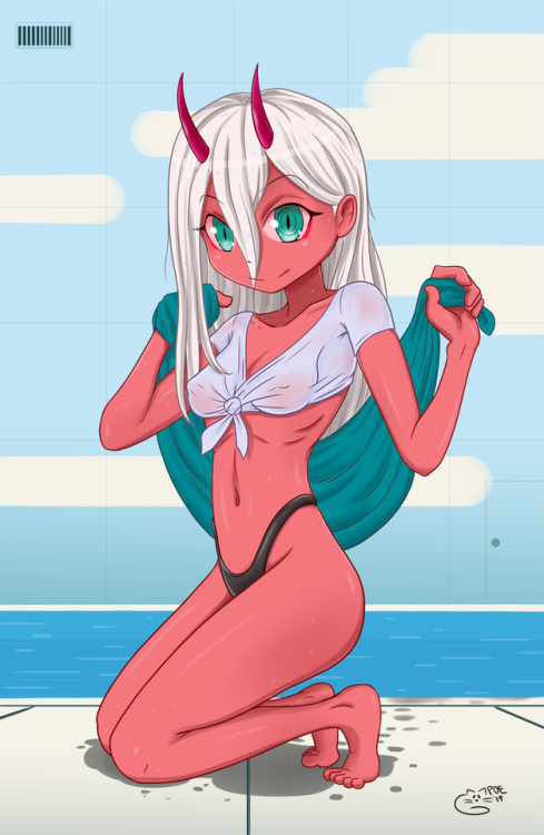 Zero Two with her red skin. Because reasons.