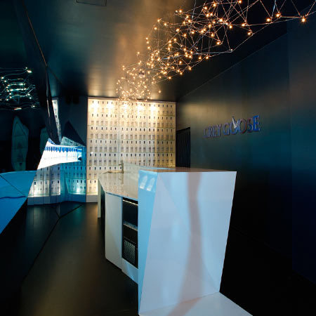 Grey Goose bar Lighting is well thought out and doesn’t interrupt with the clean lines. The li