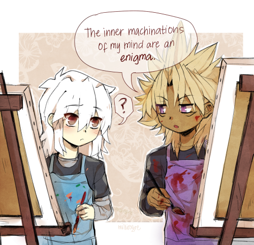 millieyre:  I’m sorry but the quote just popped into my head but… I think of them as art buddies or partners (if there is such a thing) in the AU. And Ryou is supposed to be right handed, I forgot OTL 