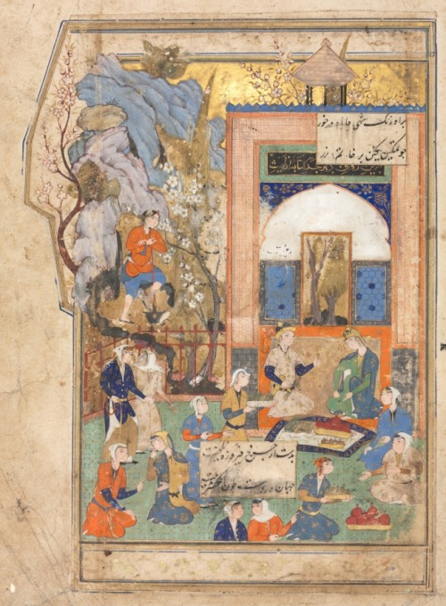 cma-islamic-art: Yusuf and Zulaykha (Recto); Illustration and Text (Persian Verses) in an Anthology 
