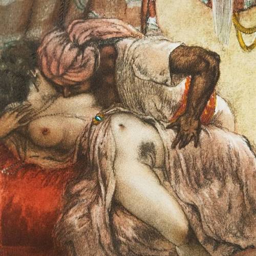 Detail of an original plate by the great French erotic artist Louis Icart for ’Le Sopha’, Paris, 193