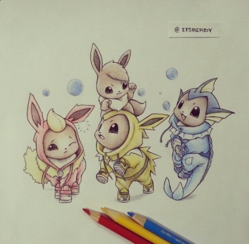 kitzunedevilkun:steampunkgaymer:adrixu:Lil Pokemon friends by itsbirdyAlways worth a reblog.Aw~D’awww~ <33