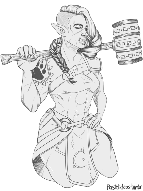 pastelideas:My friends D&amp;D character Isa. Any day I get to draw a buff lady is a good day.