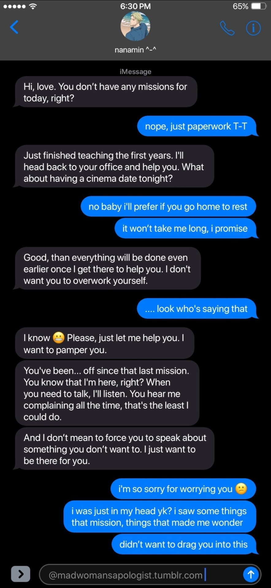 YOU'RE NOT FINE. I CAN SEE IT.