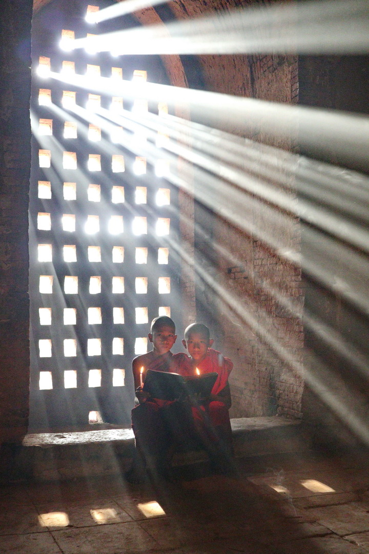 Two monks, Bagan, Myanmar.