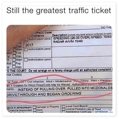 omghotmemes: Greatest traffic ticket