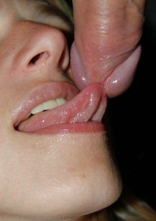scrotumselfshooting: “Being licked right under the head in the crack "…. like this?