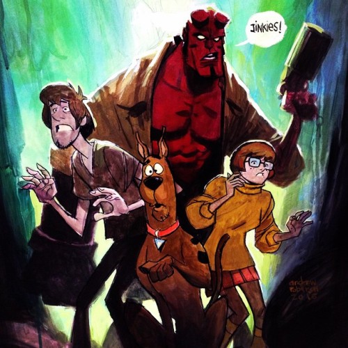 bear1na:  Hellboy, Shaggy, Velma and Scooby Doo by Andrew Robinson *