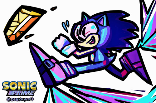drew a sonic today inspired by the sonic prime logo :>