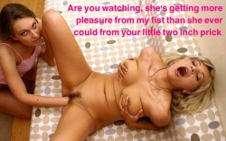 coocoocuckold:  She’s getting more pleasure #cuckold #cuckoldcaptions #hotwife 