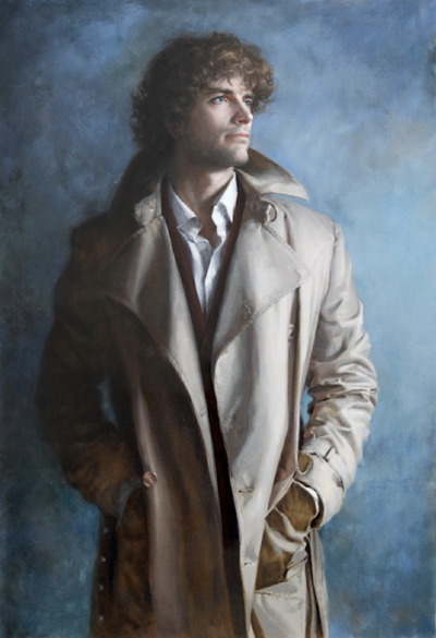 augustcascade:Shane Wolf, 1976, Self Portrait in Eastern European Trenchcoat, 2010, 51 x 35 1/4 ins, oil on canvas, Art Renewal Center, Port Reading, NJ.