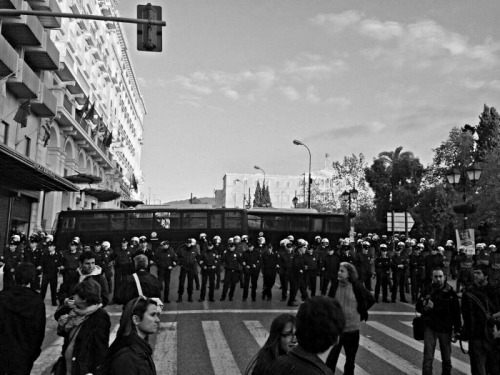 border-ctrl-delete:  Around 6,000 police deployed to try and lockdown Athens, on the day of the 40th anniversary celebrations of the Polytechnic uprising against the fascist junta. Shown the respect they deserve. 