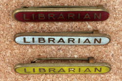 librarianwynn: 	Vintage Librairan Pins by Leo Reynolds    