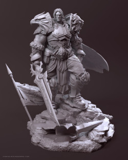 theartofmany:  Artist:  Farhad NojumiTitle:  King Varian Ryn“I had pleasure that joined to Taurus Studio team for making Warcraft figures. I worked on body armor and the pose. Head done by Caleb Nefzen. Also thanks to Ray Chan for art directing.”Amazing
