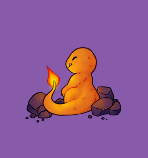  Charmander #003  A sleepy charmander will often heat nearby rocks to curl up around while they take