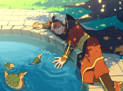 miamitu-illust:I uhh redrew Zuko as the girl laying by the pool meme, someone help me find a funny c