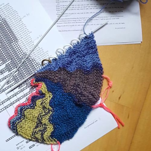 A bit of a concentration exercise - re-knitting a new design for fingerless gloves. . #knitters #kni