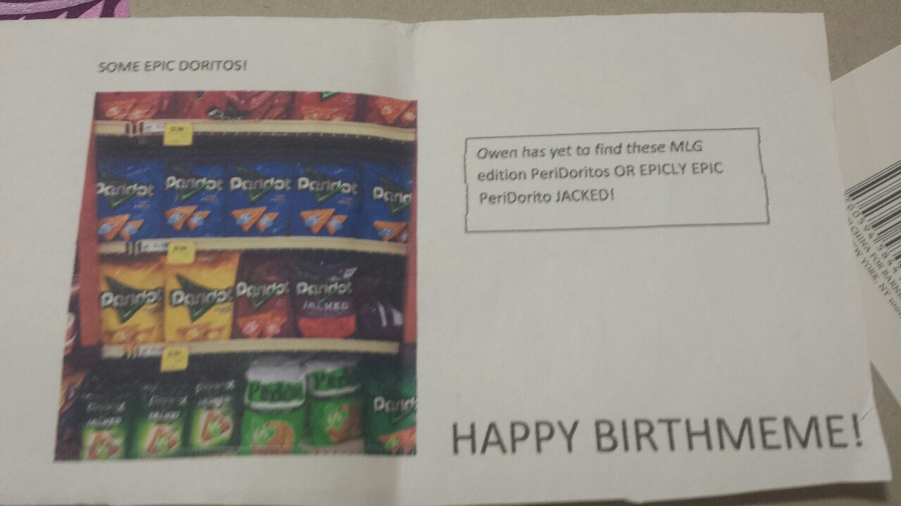 princesslue:   My little brother gave me this card on my birthday.   haha omg, this