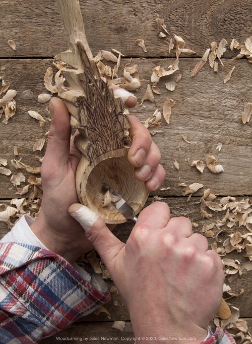 The Barn Owl Spoon (2018) - SoldCarved in English Oak by axe and knife.This spoon was inspired by a 