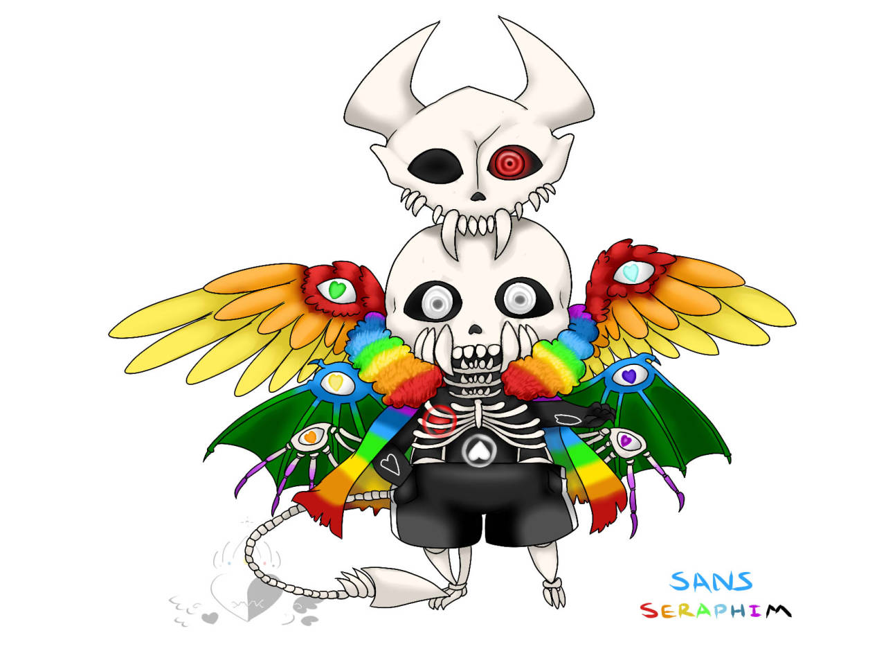 Seraphim!Sans X Reader X GB!Sans{STOP!} by skylandergroupdraws on